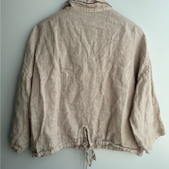 Woolovers 100% Light Beige Linen Button-Front Women's Top - Picture 5 of 8